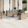 Vidaxl 11-Cz. Set di Mobili da Giardino con Cuscini, Beige, Polyrattan
