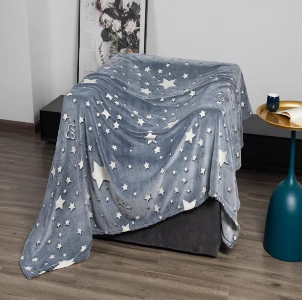 Luminous Children's Coral Fleece Flannel Blanket - Glow In the Dark Sofa or Nap Cover.