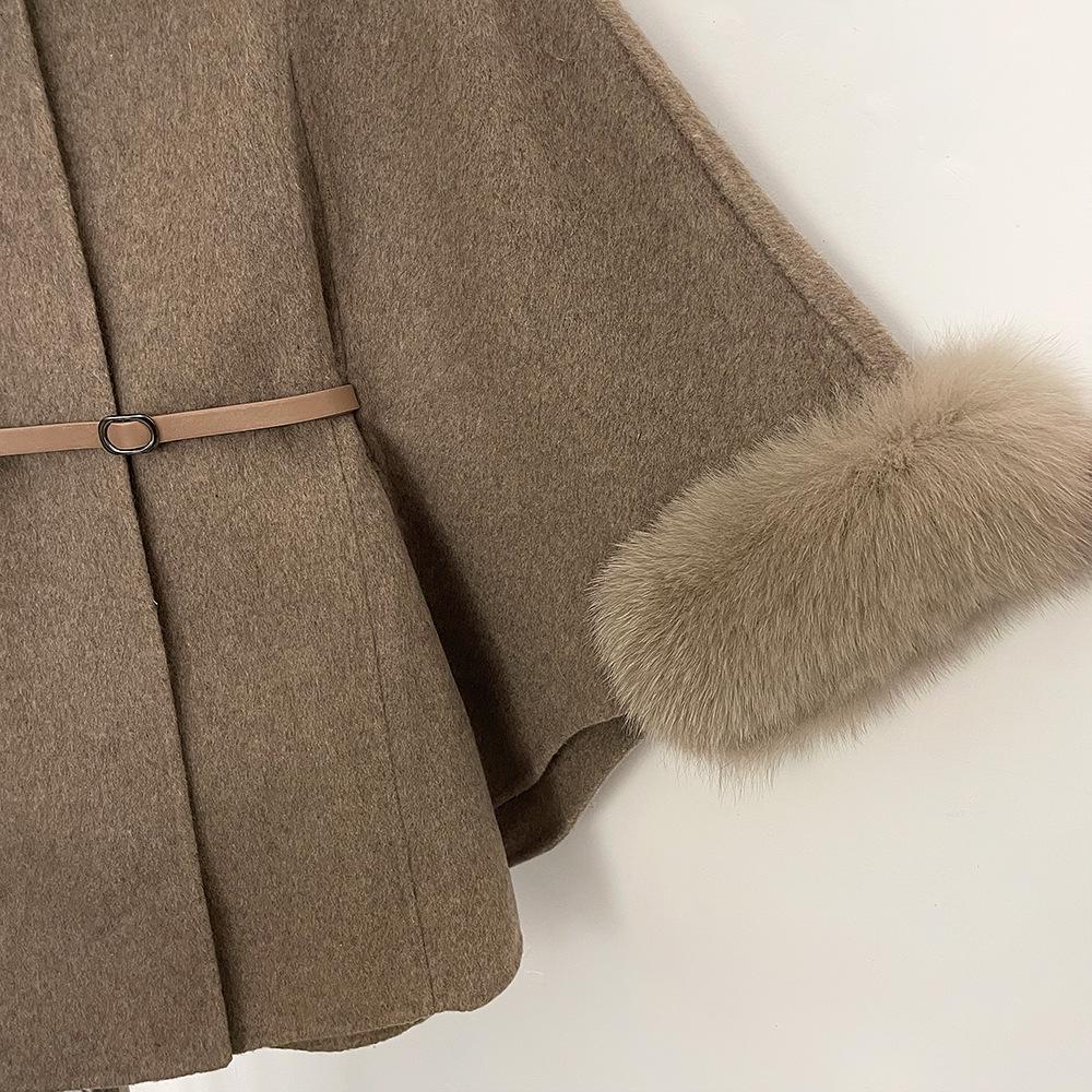 Australian Double-Sided Cashmere Wool Coat with Big Fox Fur Collar - Autumn/Winter Korean Style Women's Outerwear