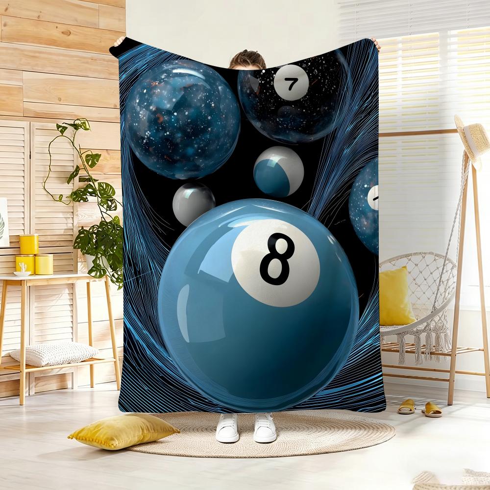 Vintage Billiards Graphic Throw Lightweight Flannel Blanket Soft Skin-friendly for Summer Cooling