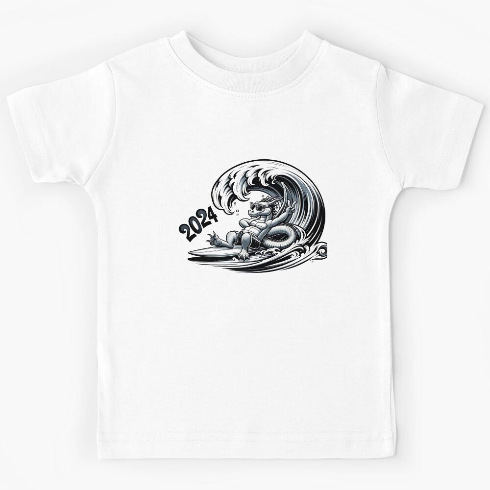Surfing Dragon Welcomes 2024 - chinese new year 2024 Kids T-Shirt 160