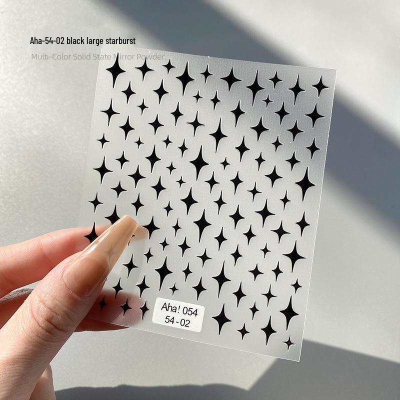 Aha Dreamy Starburst Nail Stickers: Cute Crescent & Star Design In Gold, Silver, Black & White.