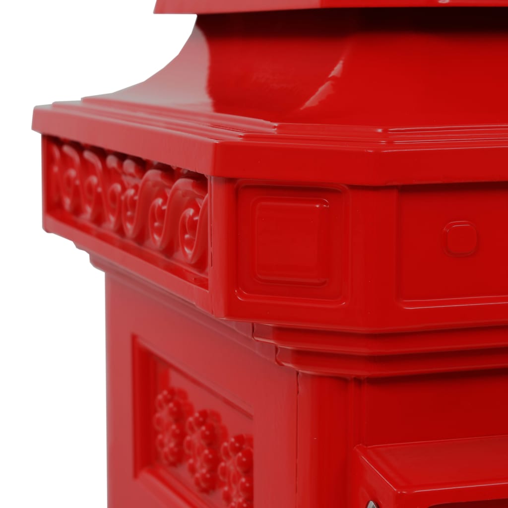 Aluminium Kolom Brievenbus Vintage Stijl Roestbestendig Rood