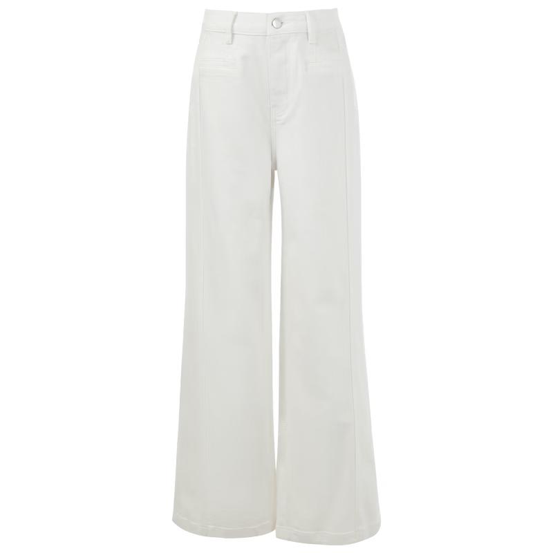 Sancai Women s Anti-See-Through Lyocell Wide-Leg White Jeans S