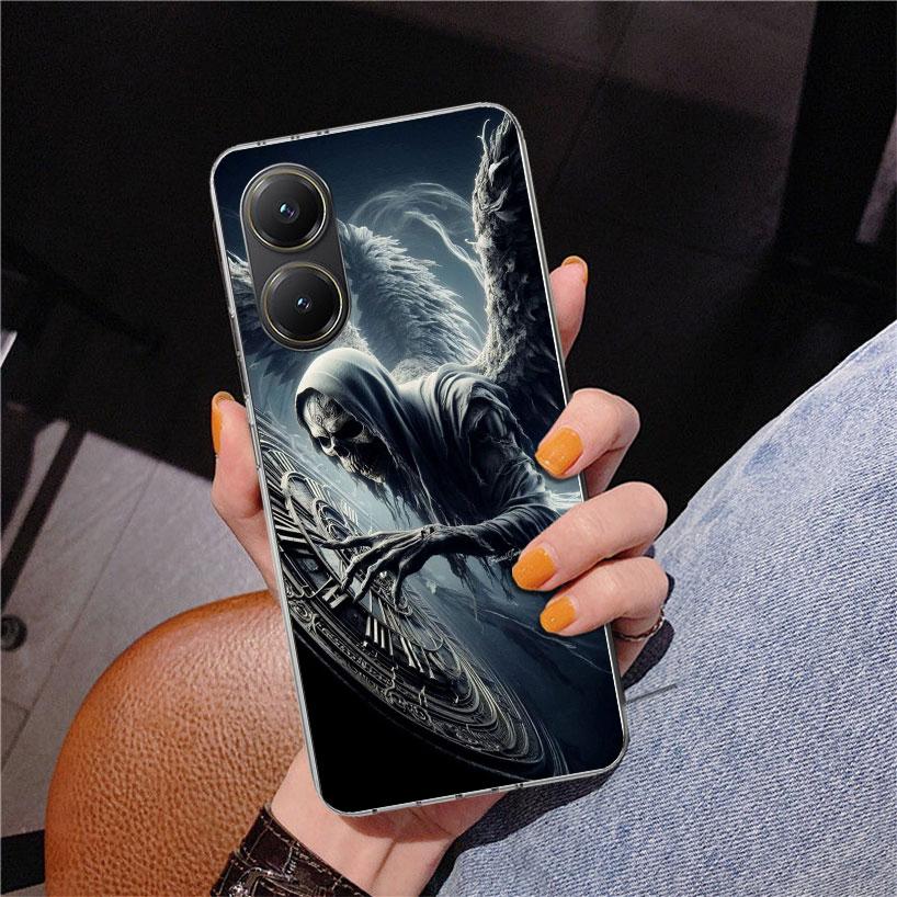 Death Grim Reaper Skull Scythe Phnoe Case for Xiaomi Poco X5 X6 X7 Pro X4 Gt F7 Ultra M8 M7 Redmi 15C 15 13C 13 12C 12 Unique Co