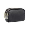 Women's Genuine Leather Three-Zipper Coin and Key Clutch