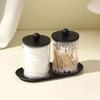 2 Pack Qtip Holder Dispenser with Tray Bathroom Jar Storage Organization Acrylic Apothecary Jars Canisters for Cotton Ball Qtip