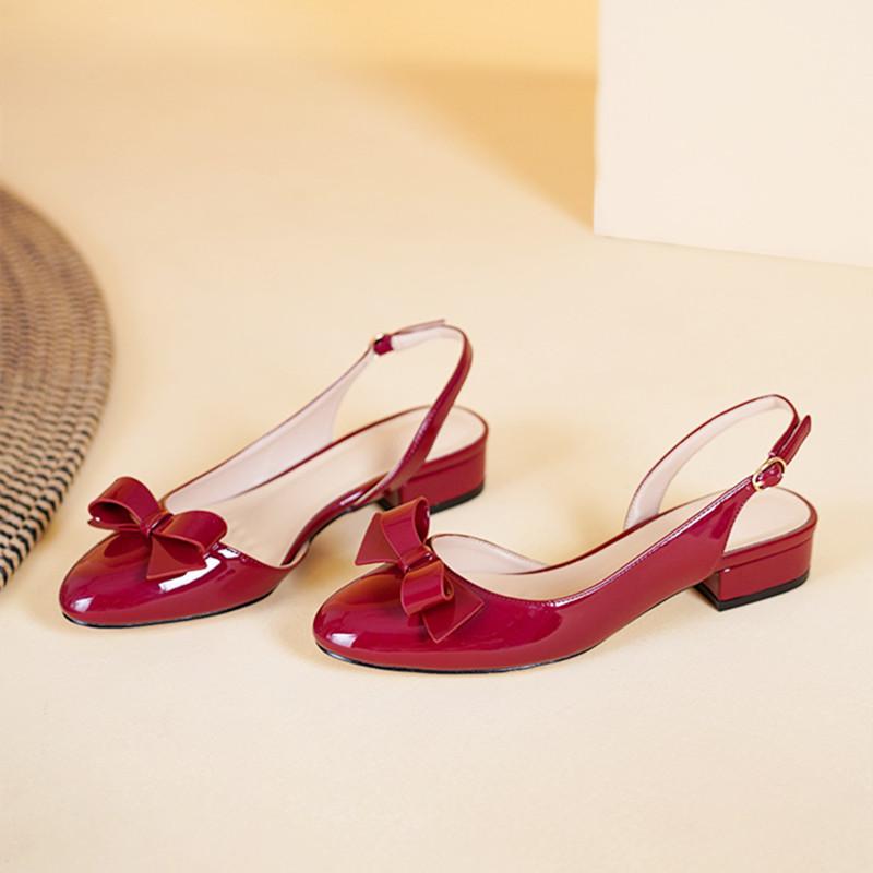 

Модный Колледж Стиль Круглый Носок Украшение Бантом Бабочкой Плоские Сандалии Женские Лакированная Кожа Ремешок На Пятке Мюли Сандалии Сандалии Женские 34 бордовый