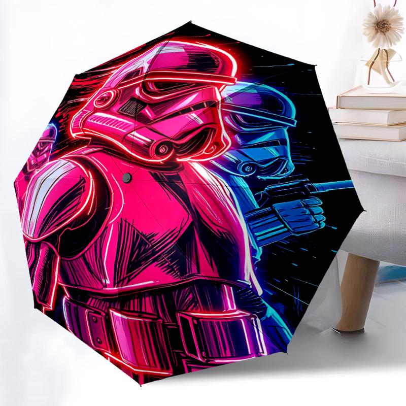1pc Darth Vader Automatic Folding Umbrella - Compact 8-Rib Design, Durable Plastic & Iron, Daily Use F104025