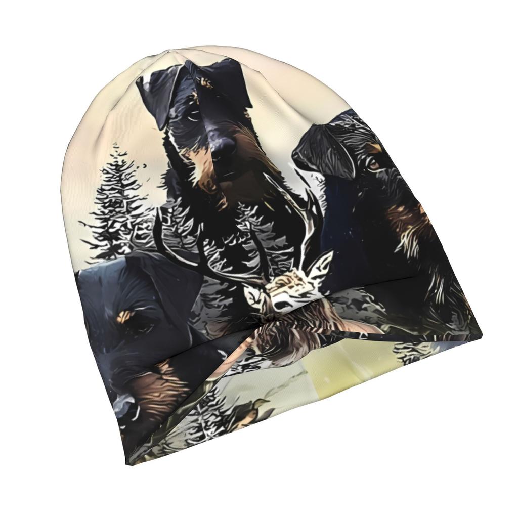 ZLIENSZUS Jagdterrier Deer Knit Hat Suitable for Adults - Wild Animal Deer with Jagdterrier Breed, Warm Winter for Cold Weather, Stylish for &, Casual