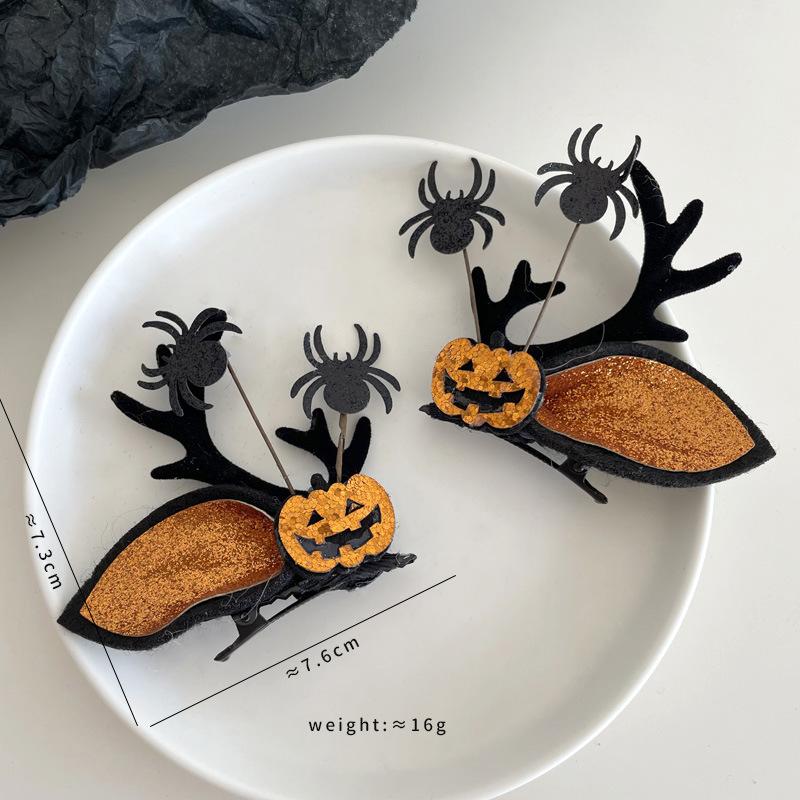 A Pair of Hairs Clips, Halloween Party Funny Ghost Hair Clip Accessories, Pumpkin Bat Skeleton Witch Hairpin Styling Tools