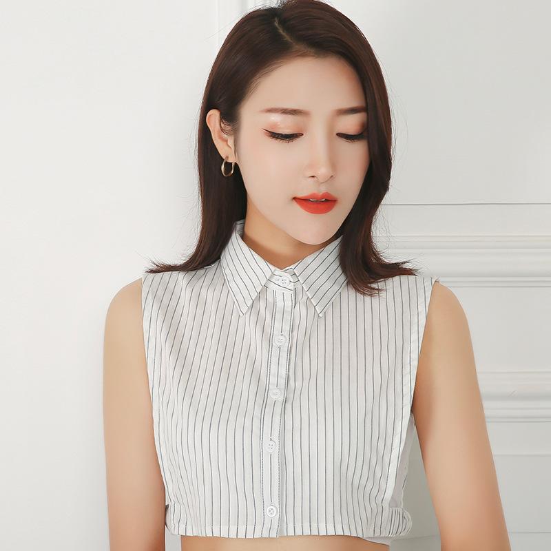 Perfect Match Mens Striped Casual Fake Collars For Women'S Removable Stand Lapel Blouse Half Shirt Detachable Collars False Collar Decor