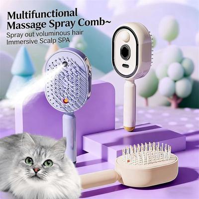 Pet Electric Spray Air Cushions Massage Comb 3 In 1 Self Cleaning Steam Essential Oil Brush Rechargeable Spray Scalp Massager
