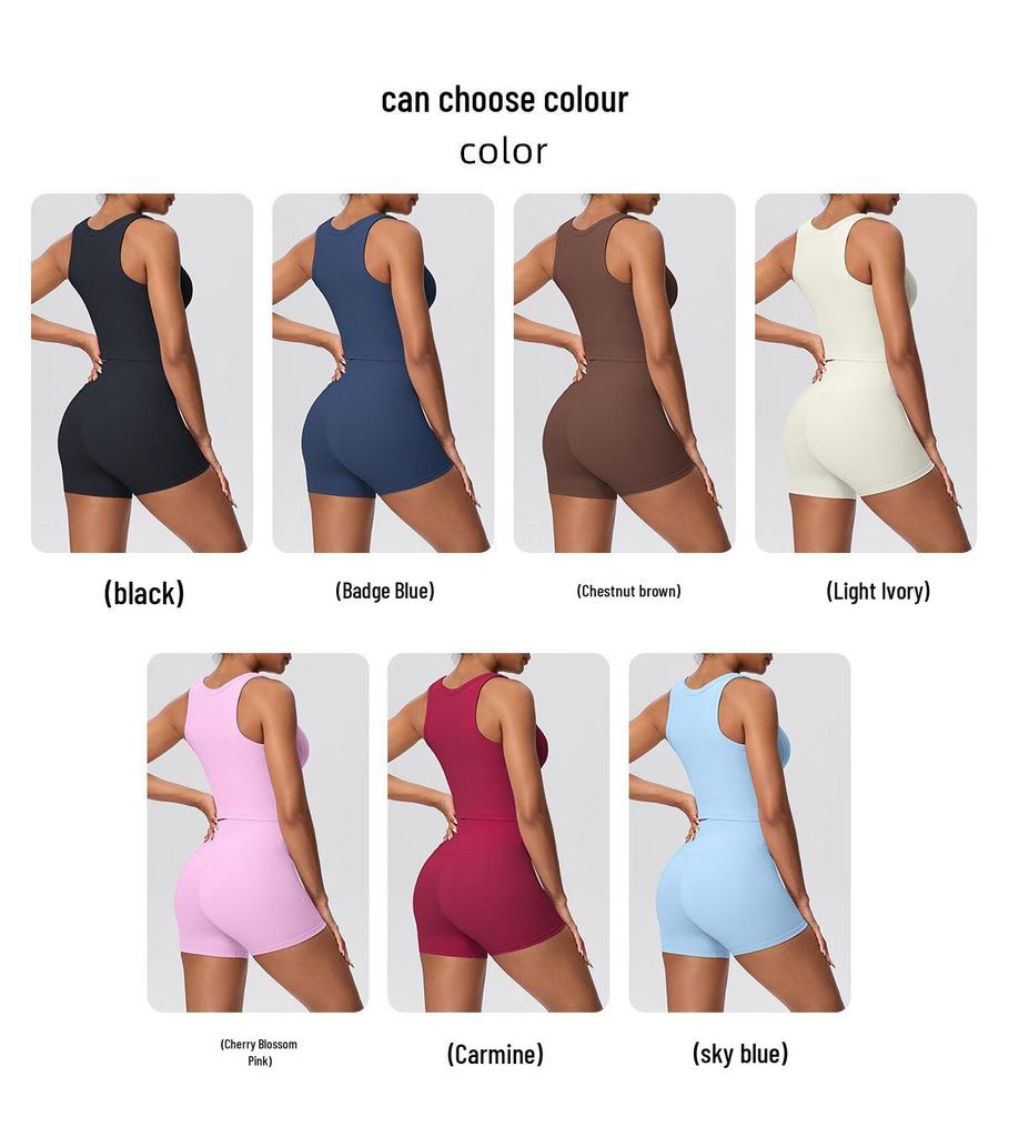 Bare-Feel Sports Tank & High-Waist Butt-Lifting Shorts Set - Quick-Dry Running & Yoga Wear