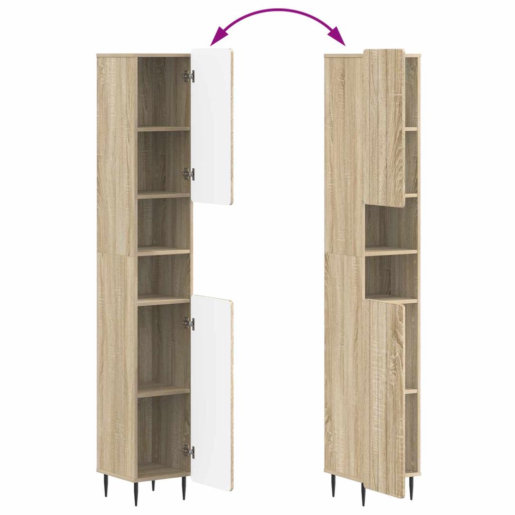 Bathroom Cabinet with Open Shelf ZWOLLE Sonoma Oak
