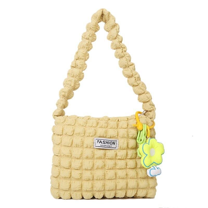 Chic Soft Pleated Bubble Cloud Shoulder Bag Available In White Black And Yellow