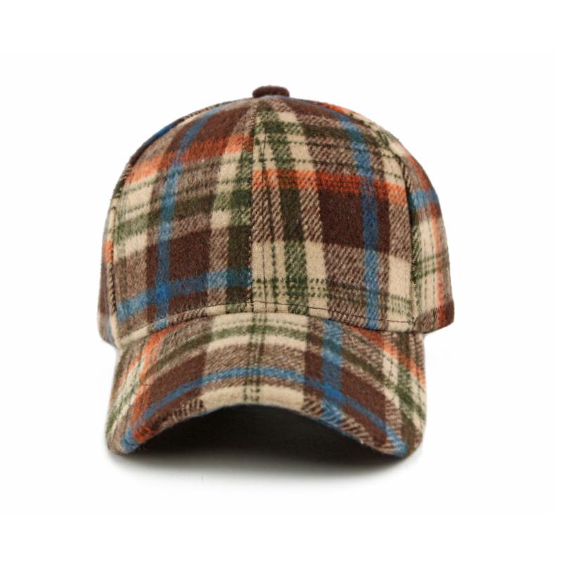 Autumn Winter Hat Women's Hard Top Baseball Cap Classic Vintage Plaid Cap for Men