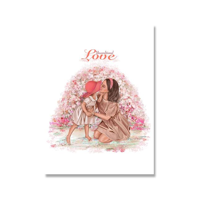 Artă pe perete pentru mamă fiică, pictură pe pânză, postere și imprimeuri Moda te iubesc Zilele mamei, cadou, imagine pentru sufragerie, decor acasă, fără cadru