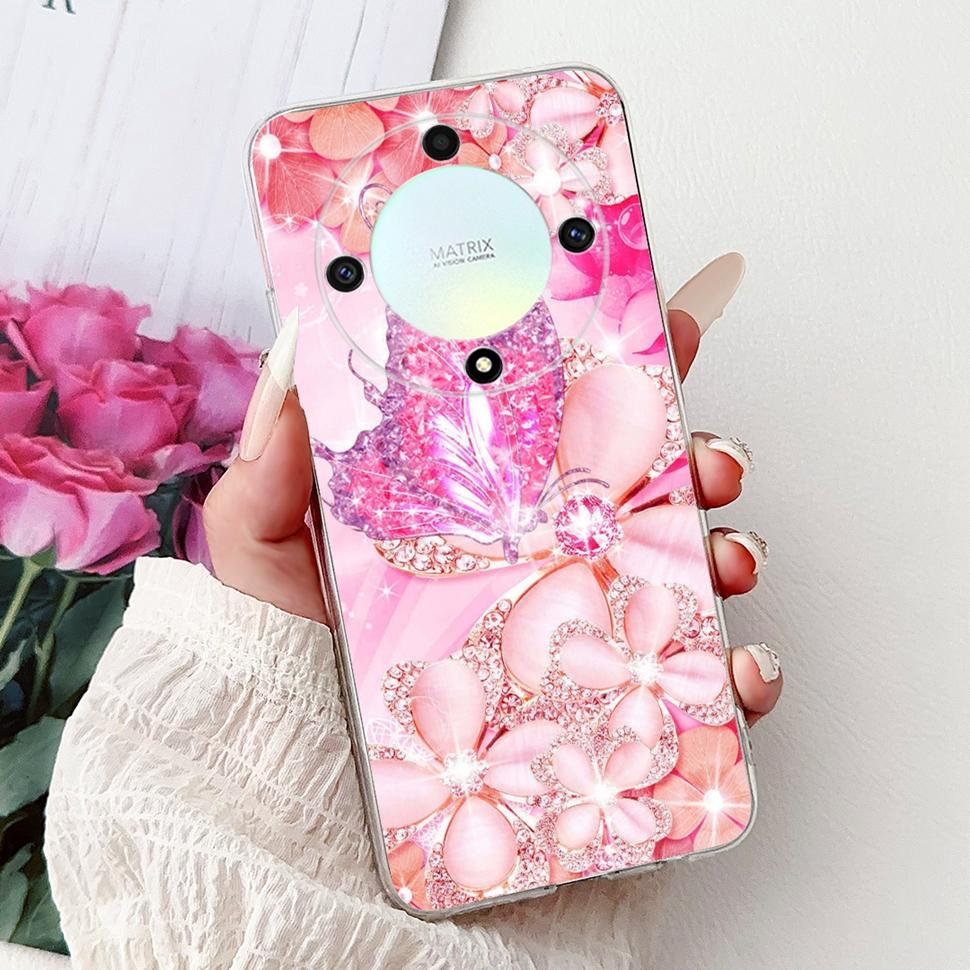 For Honor X9b 5G Case Flowers Butterfly Painted Cover Soft Silicone Casing For Honor X9 X9 b HonorX9b 5G Phone Case