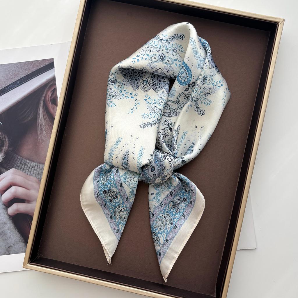 Design Print Square Silk Scarf Women Neckerchief Bandana Foulard Lady Shawl Scarves Wrap Head Hair Band Ties