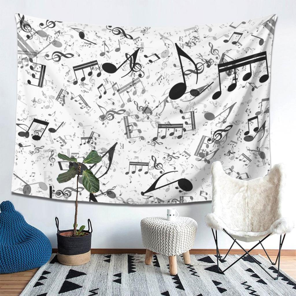 Bass Music Notes Tapestry Wall Hanging Aesthetic Home Decoration Tapestries for Dorm Room