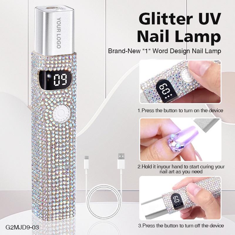 

Portable Rechargeable Nail Art Phototherapy Light: Fast-Drying, UV-Free, Diamond Inlaid, Handheld Device.