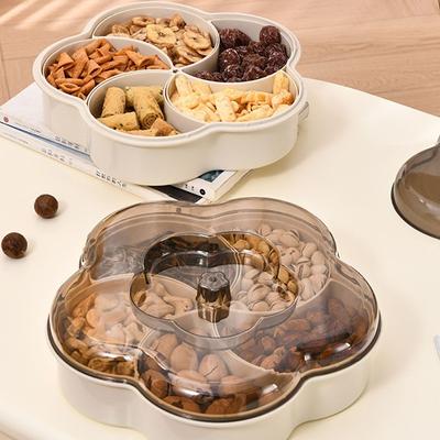 Creative With Lids Divided Serving Tray Dust-proof 5 Compartments Snack Storage Fruit Bowl Plastic Modern Candy Tray Party