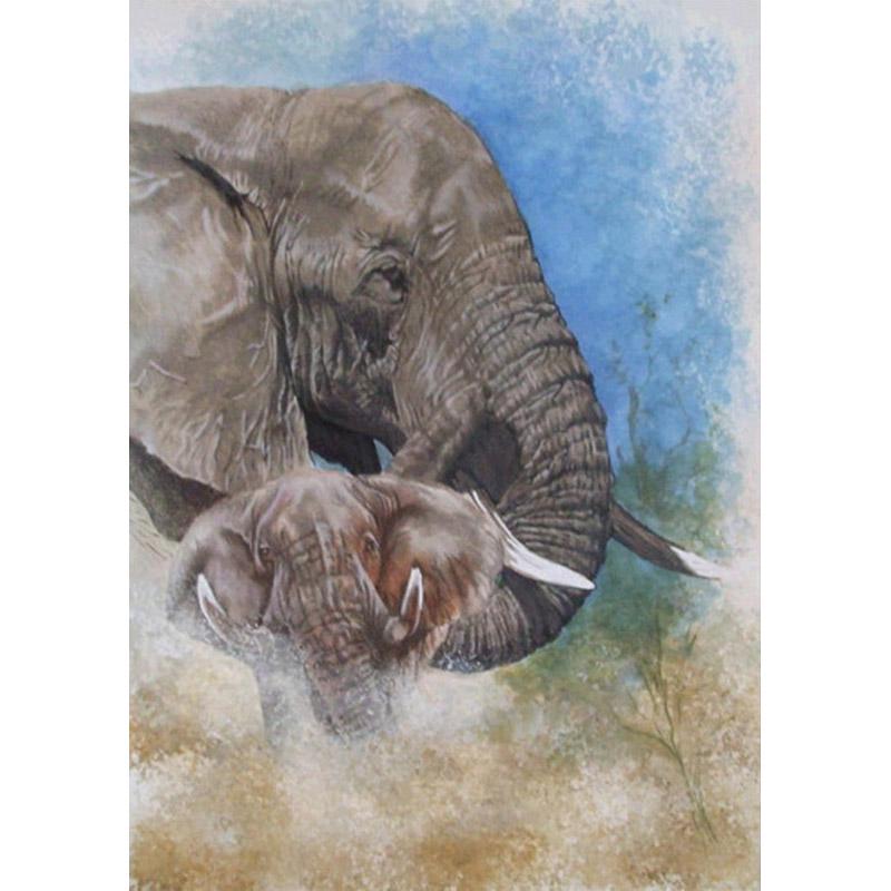 Vollständige 5D-Diamantmalerei zum Selbermachen, Tierfamilie, 3D-Diamantmalerei, runde Diamantmalerei, Stickerei