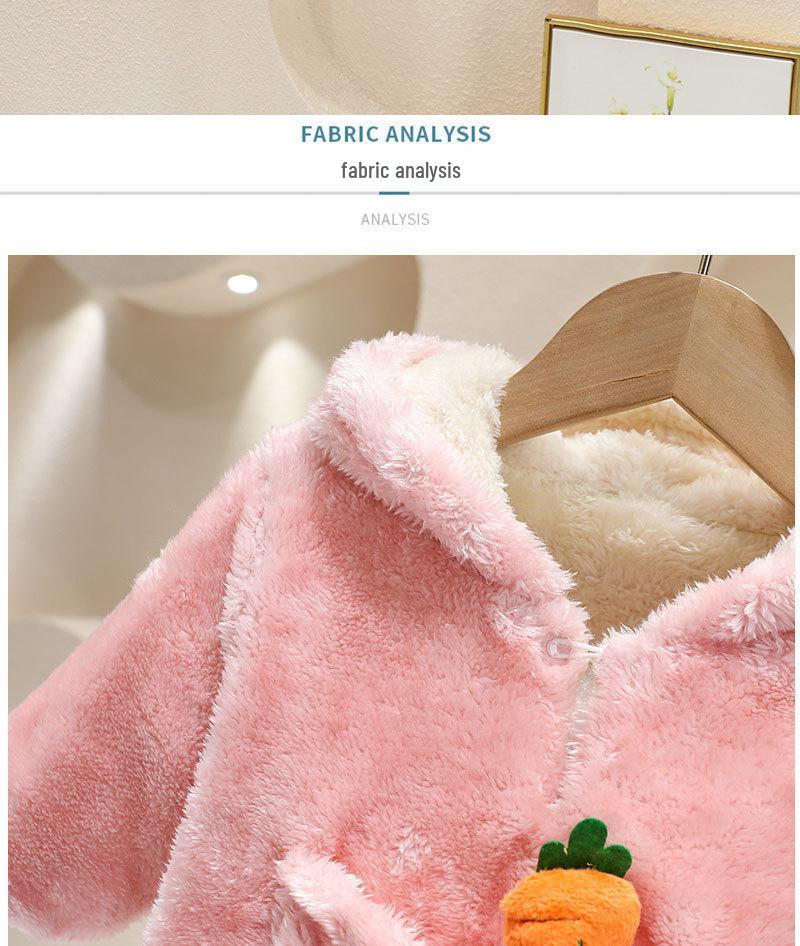 Adorable Korean-Style Velvet Hooded Baby Crawling Suit for Autumn and Winter