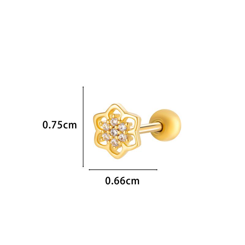 Cercei Henson Cupru Zirconiu Floare Geometrică Oțel Inoxidabil Studs Piercing Cartilaj