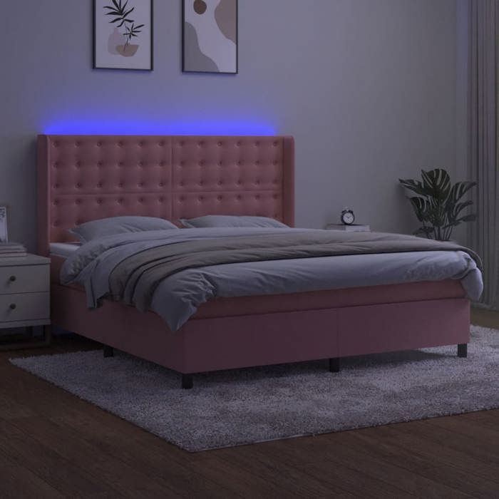Maison Exclusive - Sommier à lattes de lit matelas et LED Rose 160x200 cm Velours