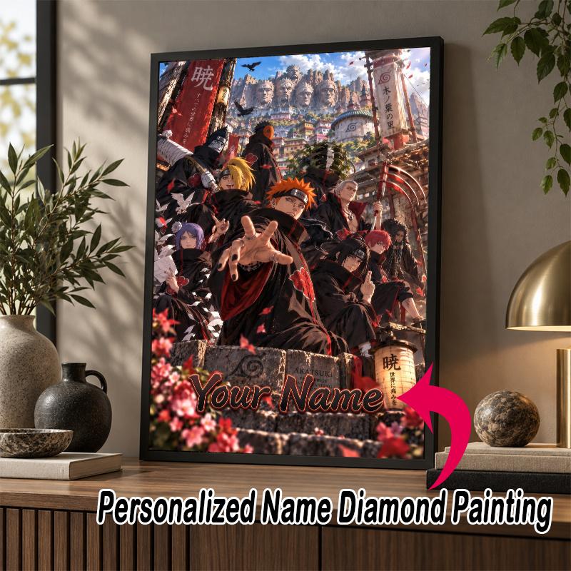 Personalized Akatsuki Naruto Diamond Art Custom Name 5D Diamond Painting Full Drill DIY Craft