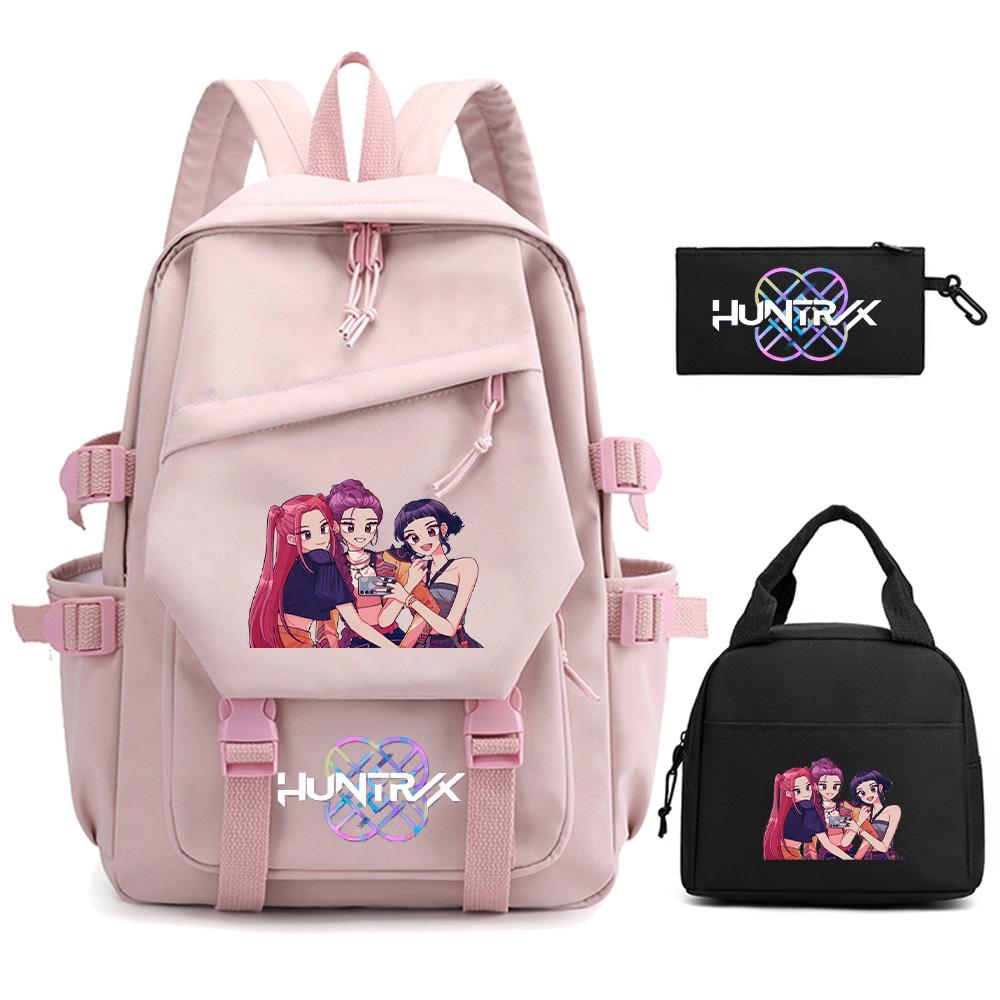3Pcs/set K-pop Demon Hunters Printed Backpack for Teenger Boy Girl Large Capacity Schoolbag Children Student Bookbag Women Waterproof Travel Bag