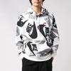 Nike Street Style Graffiti Print Mixed Hook Fleece-Lined Hoodie Men Tops Black White CJ6313-010