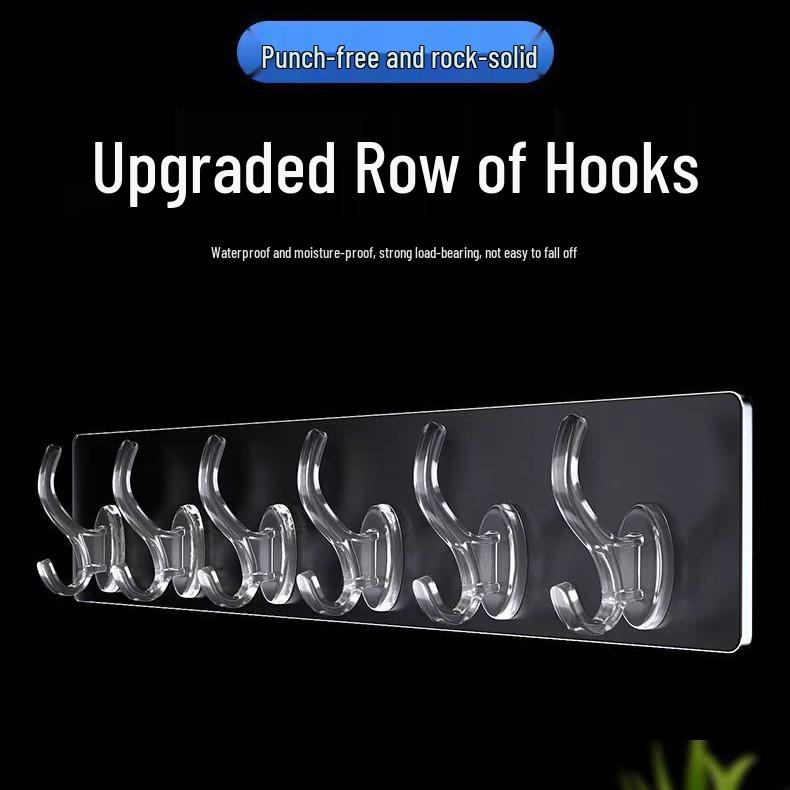 Strong Adhesive Hooks - No-Drill, Stainless Steel, No-Trace, Transparent Hooks for Kitchen/Bathroom Doors