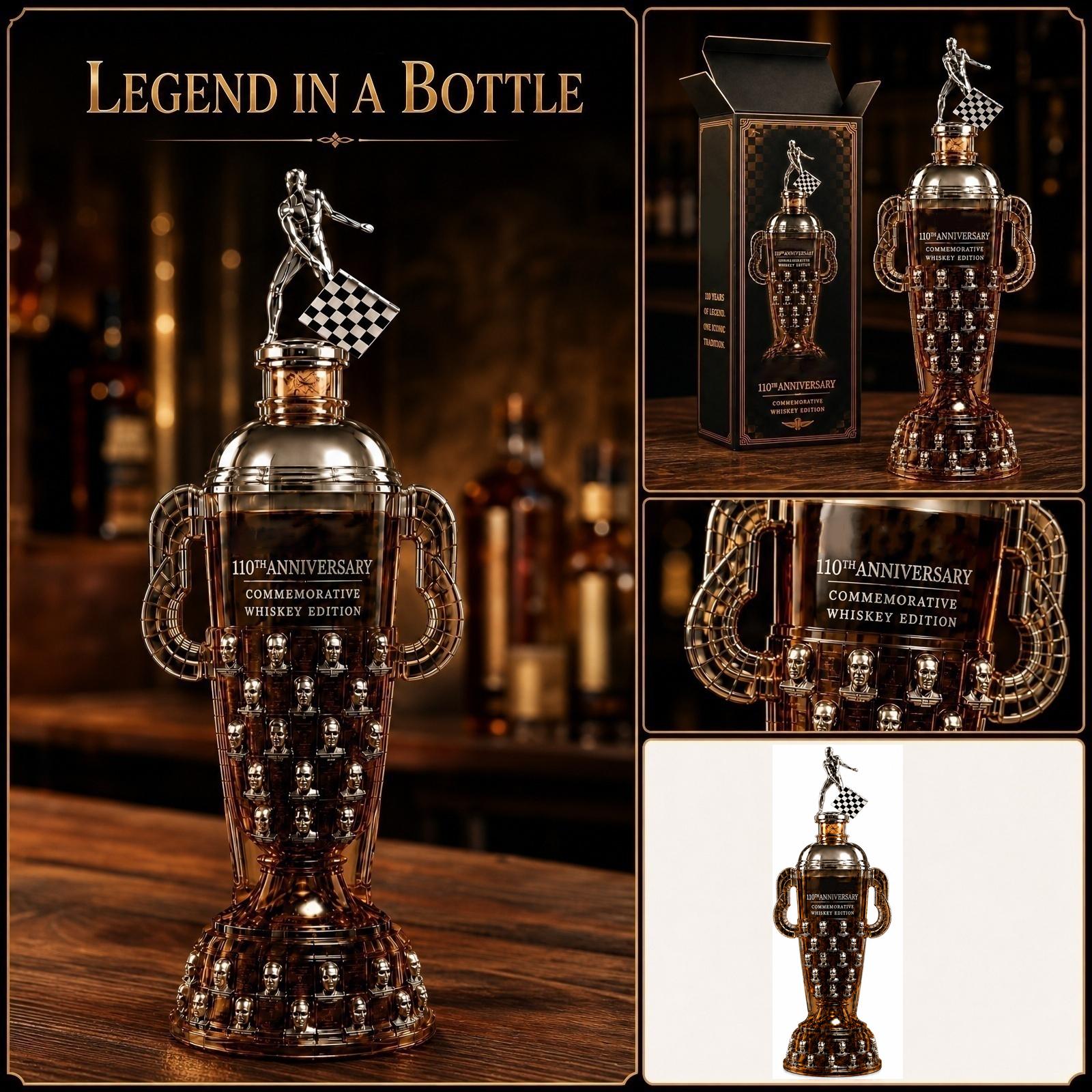 Commemorative Whiskey Bottle 110th Anniversary Edition Trophy Design with Handle and Figurine Topper Limited Edition Collectible One Size жёлтый