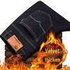 Men's Plush Thick Straight Jeans: Warm, Loose-Fit, Cold-Proof Outdoor Pants for Fall and Winter