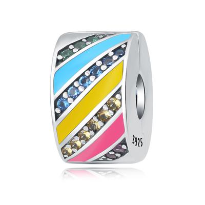 Bead Components Copper Metal Authentic Original Luxury Rainbow Colorful Zircon Simple Bead Components Compatible With Bracelet High Quality Fine
