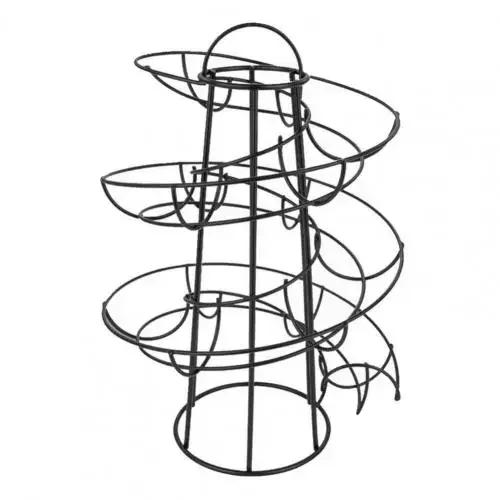 

Spiral Egg Rack Egg Skelter Deluxe Spiraling Dispenser Rack Basket Storage Metal Spiral Storage Roller Rack Kitchen Supplies чорний