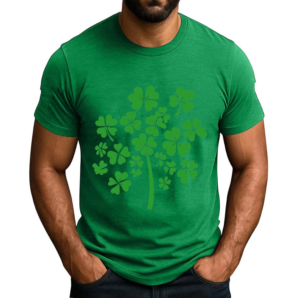 Popularny Męski T-shirt z Nadrukiem, Okrągły Dekolt, Krótki Rękaw