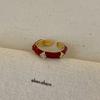 Vintage Red Drip Oil Open Ring Women Geometric Cool Sweet Exquisite Adjustable Band Fashion Accessory Christmas New Year Gift