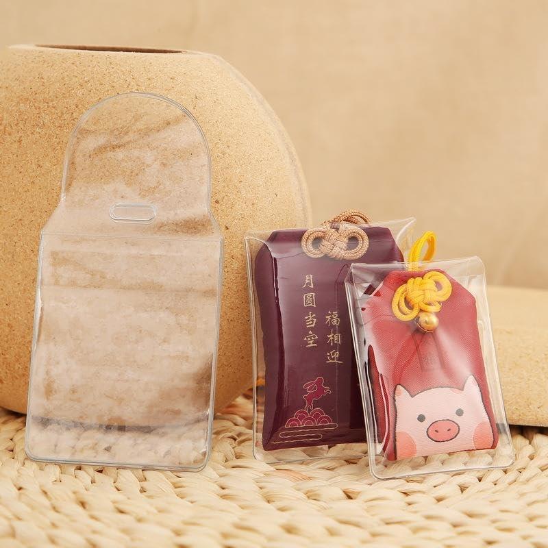 ChasCoCo Rubber Strap Cover, Amulet Case, Amulet Bag, Amulet Cover, 5.3 x 6.8cm, Set of 10, Transparent, Amulet Case, Amulet Case, Keychain, Stain