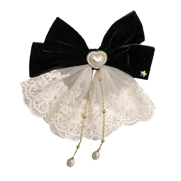 Contemporary Large Bows Barrettes Gentle Lace Construction Comfort Hair Clip For Women Kids