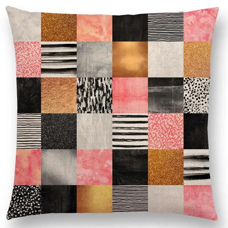 New Abstract Colourful Geometric Pattern Sweet Watercolor Dream Square Round Triangles Gorgeous Cushion Cover Throw Pillow Case