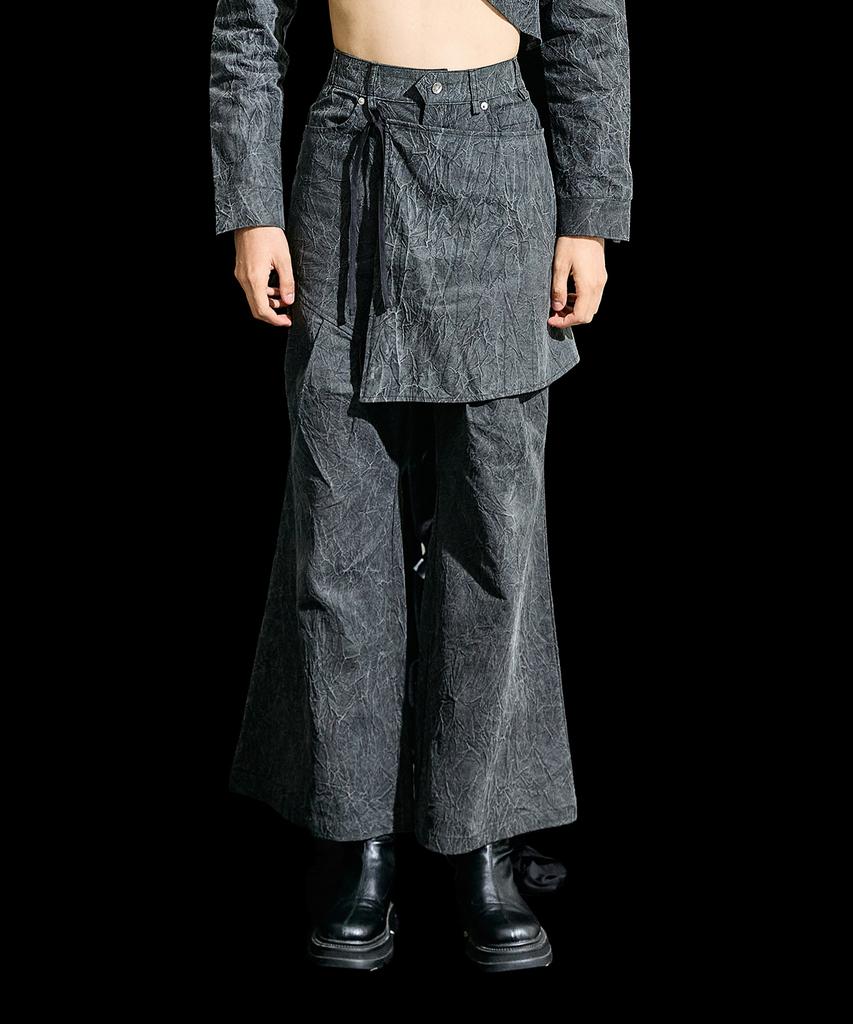 Lekyulli Wrinkle Skirt Pants Charcoal