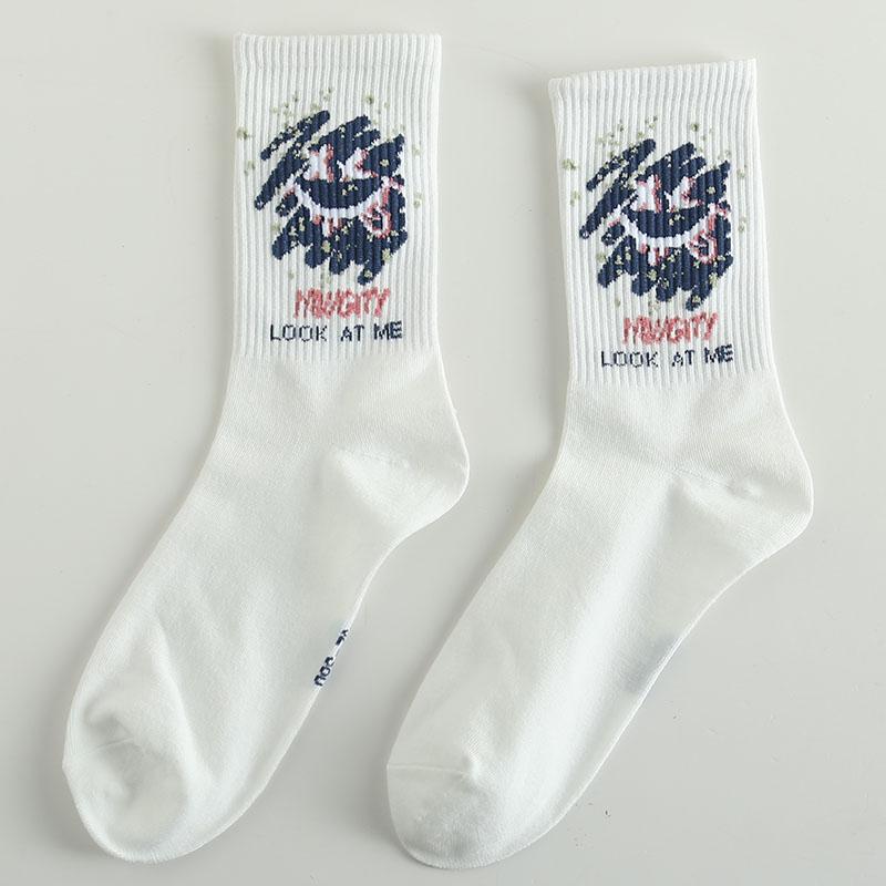 Roliga Herrstrumpor Glada Nya Mode Ins Stil Strumpor För Kvinnor Och Män Hip Hop Harajuku Tecknad Fotboll Bomullsstrumpor