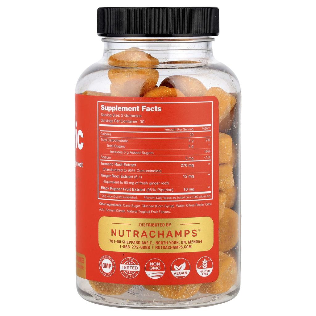 Turmeric Gummies, Natural Tropical Fruit, Vegan Gummies 60 Pieces