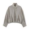 Women's Plaid Shirt Jacket with Long Sleeves and Adjustable Tie Collar for Casual Wear