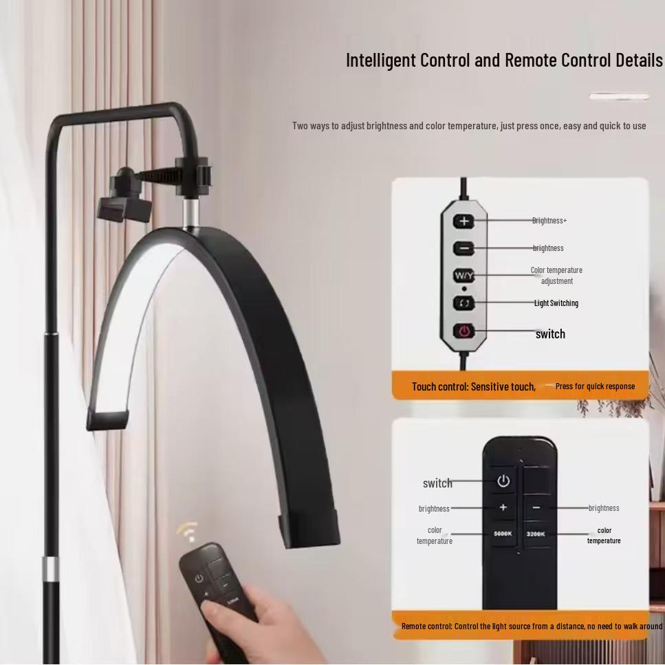 24-inch Half-Moon LED Beauty Lamp for Manicure, Microblading, Eyebrow, Eyelash, Eye Protection, Floor Fill Light.