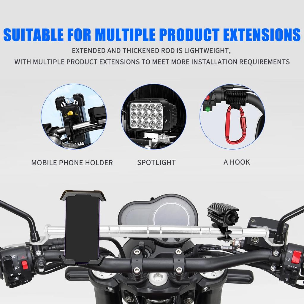 Universal Motorcycle Mirror Holder Balance Bar Scalable Adjustment Handlebar Headlamp Bracket For Motor Electric Bike